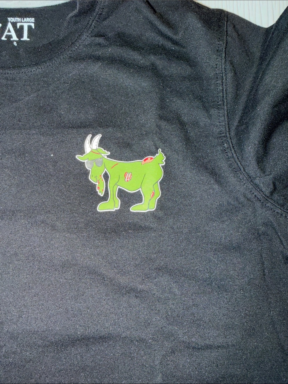 GOAT Black Kids' Short Sleeve Tee with Lime Goat Patch